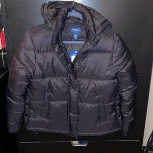 NWT Black Arizona juniors X-small hooded puffer jacket